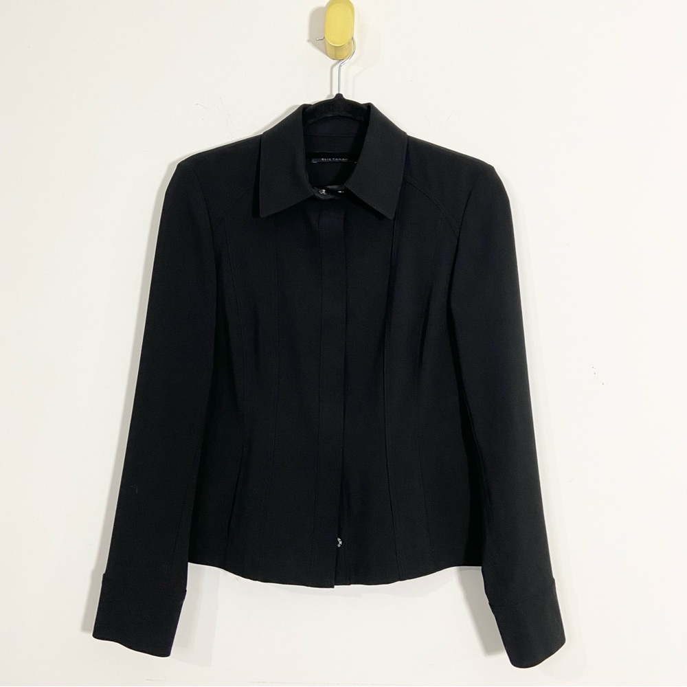 Elie Tahari Wool Blend Black Snap Button Front Shacket